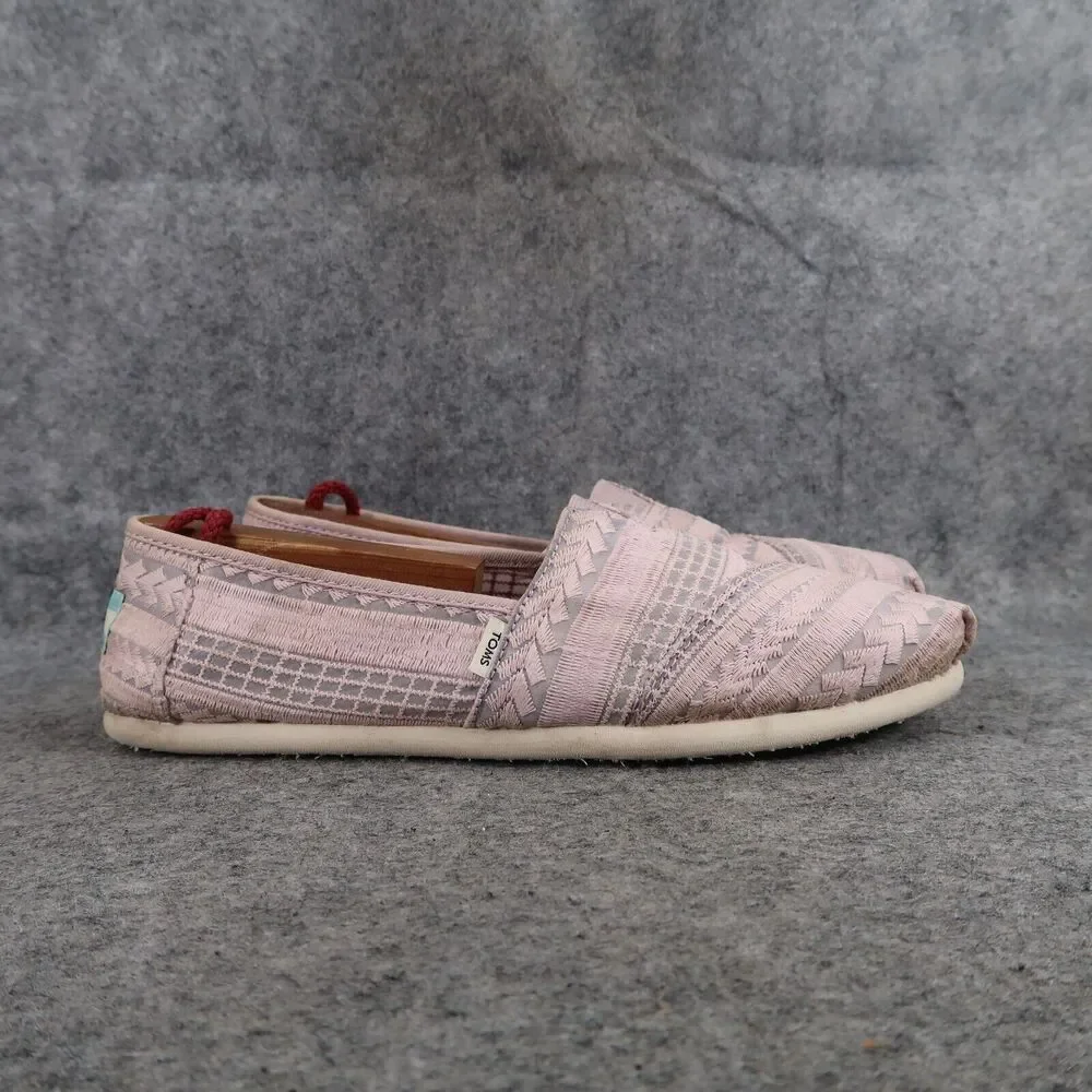 Toms Shoes Womens 8 Flats Casual Fashion Venice Lilac Arrow Embroidered Mesh